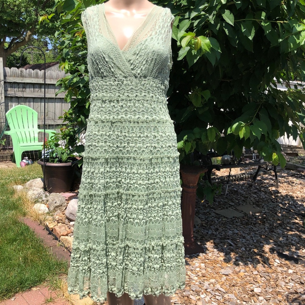 Max Studio V-Neck Sleeveless Mesh Dress